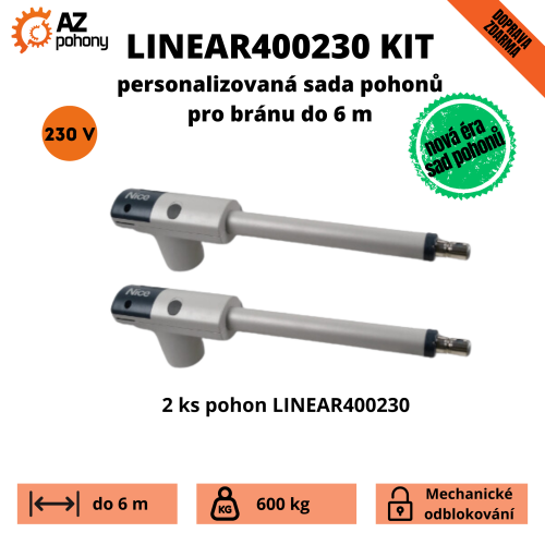 Linear400230Kit - personalizovaná sada pohonu dvoukřídlé brány do 6 m
